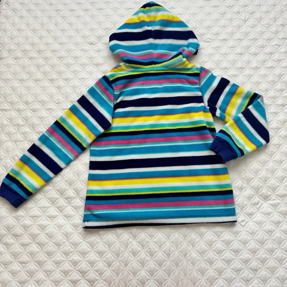 The Children's Place Striped Fleece V-Neck Hoodie Blue White Yellow Pink Sz M